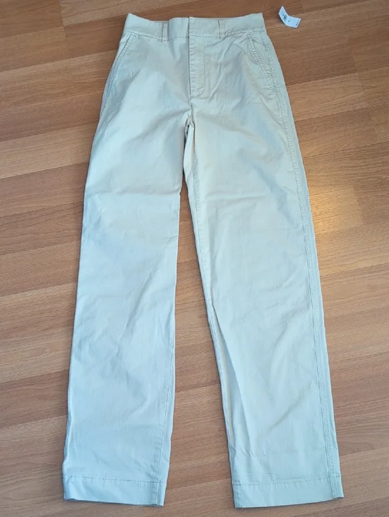 NWT Gap Barrel Khaki High Rise In Cream Color Size 0T Tall Length - Picture 1 of 11